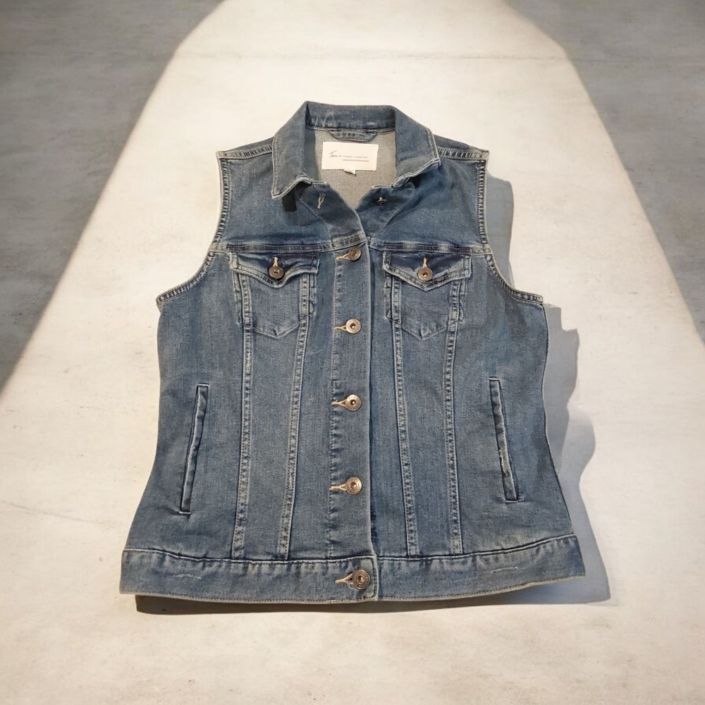 Two By Vince Camuto Denim Button Down Vest Womens Size XS